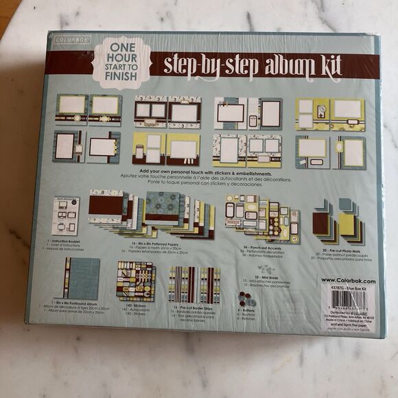 Colorbok One Hour Step X Step Scrapbook Kit 8”x 8” Album Over 250 Pieces Blue - Picture 5 of 7
